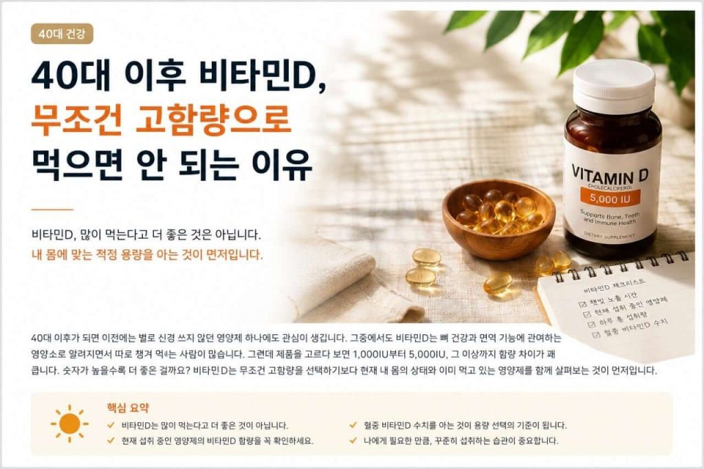 비타민D는 많이 먹는 것보다 나에게 맞는 용량이 중요합니다.