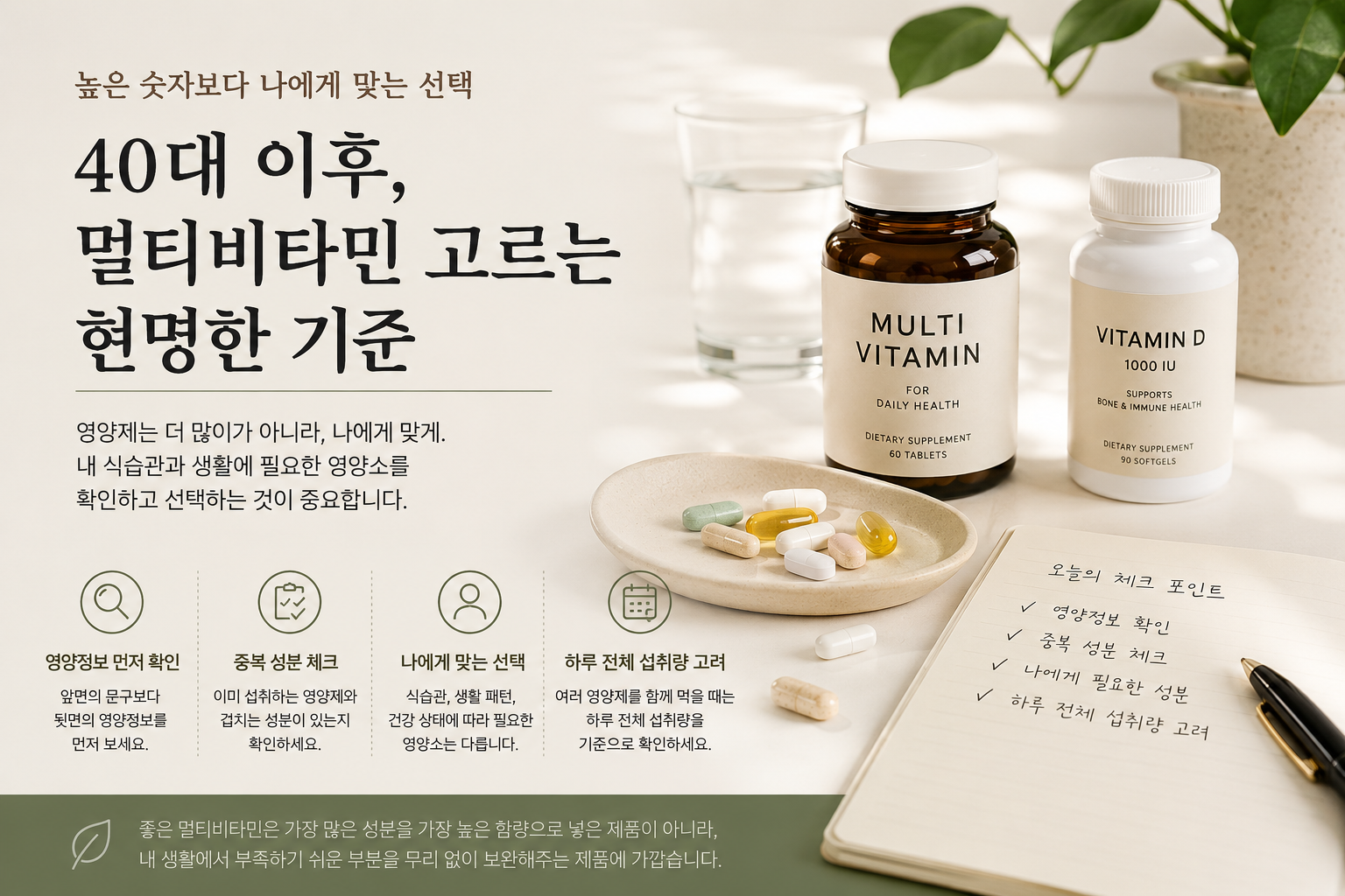 멀티비타민, 함량이 높을수록 좋을까요? 40대 이후 꼭 확인해야 할 기준