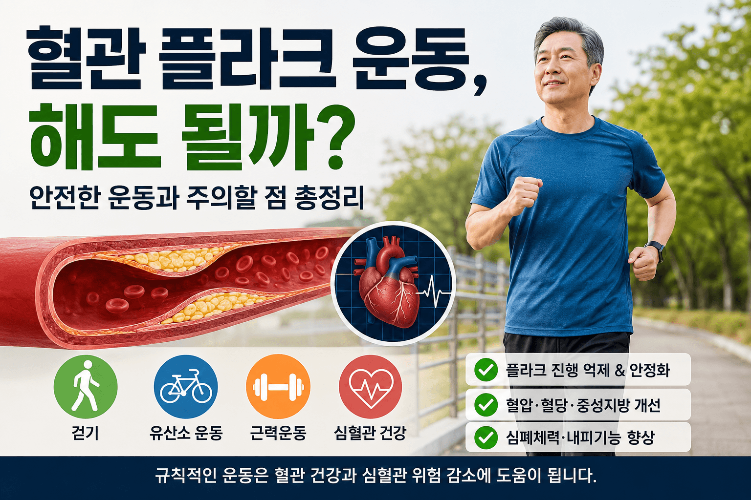 혈관 플라크 운동, 걷기·근력운동 해도 될까?