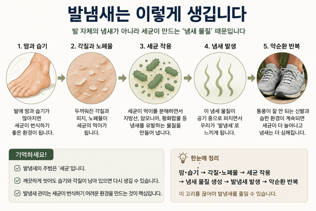 씻어도 발냄새 나는 이유와 땀 각질 세균이 냄새를 만드는 과정