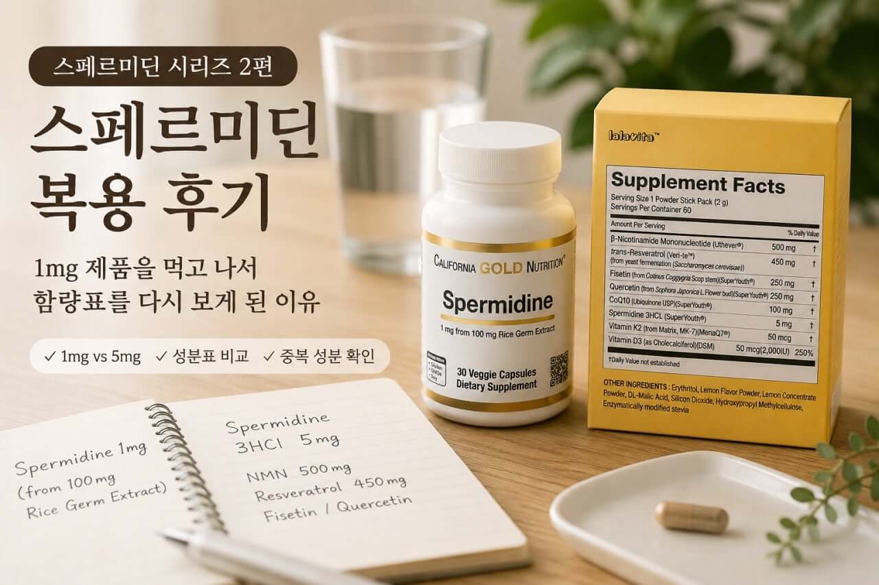 스페르미딘 복용 후기, 1mg 제품을 먹고 나서 함량표를 다시 보게 된 이유