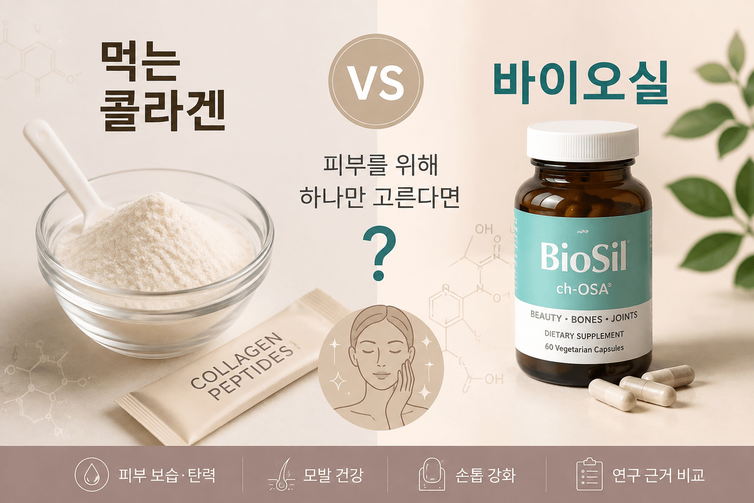 먹는 콜라겐 vs 바이오실, 피부를 위해 하나만 고른다면