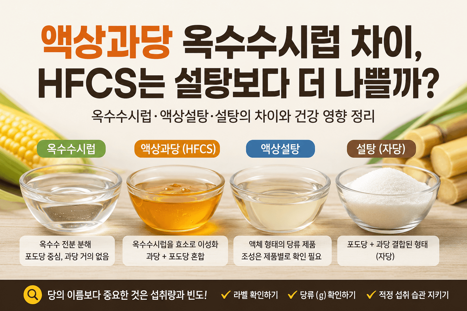 액상과당 옥수수시럽 차이 정리|HFCS는 설탕보다 더 나쁠까?