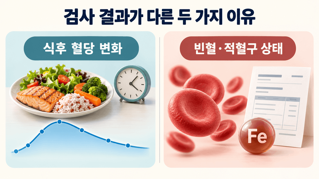 공복혈당 정상 당화혈색소 높음 결과의 원인인 식후 혈당 변화와 빈혈·적혈구 상태 비교