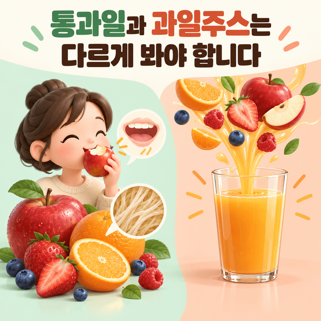 통과일과 과일주스의 식이섬유와 섭취 방식 차이